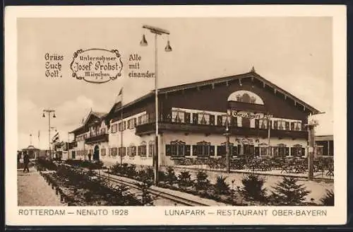 AK Rotterdam, Nenijto 1928, Lunapark, Restaurant Ober-Bayern