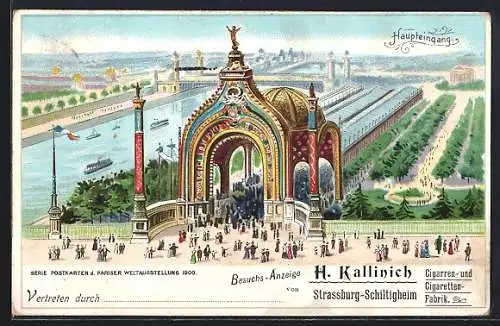 Lithographie Paris, Exposition universelle de 1900, Am Haupteingang