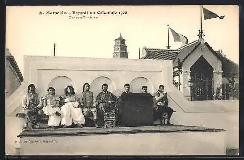 AK Marseille, Exposition Coloniale 1906, Concert Tunisien