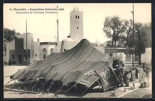 AK Marseille, Exposition coloniale 1906, Campement de la Colonie Tinisienne