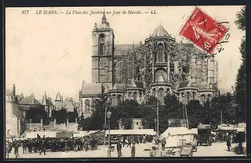 AK Le Mans, La Place des Jacobins un jour de marché