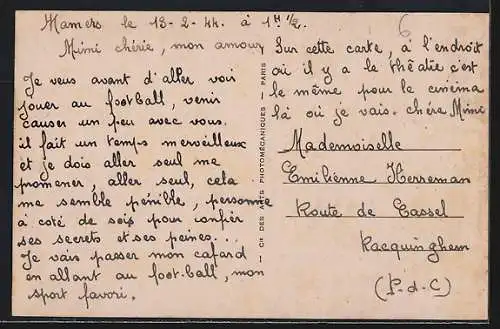 AK Mamers, Le Théâtre et Rue du 115e R.I