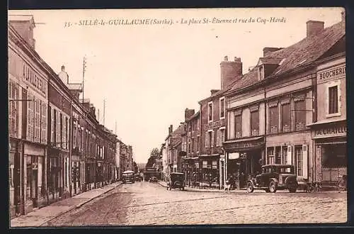 AK Sillé-le-Guillaume, La place St-Étienne et rue du Coq-Hardi