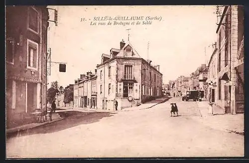 AK Sillé-le-Guillaume, Les rues de Bretagne et de Sablé