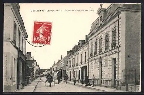 AK Château-du-Loir, Musée et Avenue de la Gare