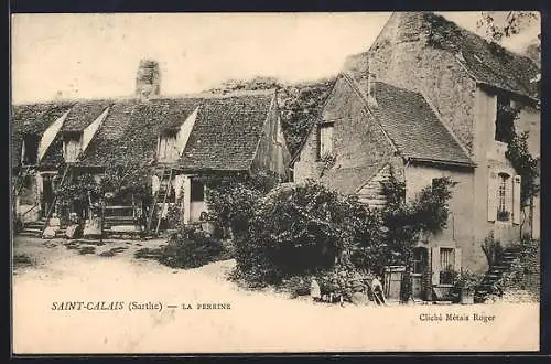 AK Saint-Calais, La Perrine, maisons traditionnelles en pierre et lierre