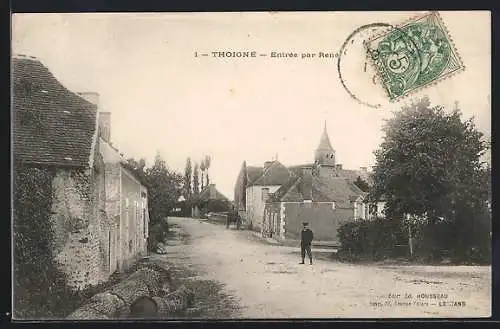 AK Thoigné, Entrée par René mit Blick auf die Dorfstrasse und Kirche