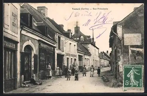 AK Vancé, Rue Principale animée avec habitants et commerces