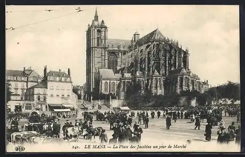 AK Le Mans, La Place des Jacobins un jour de marché