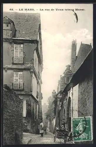 AK Le Mans, La rue de Vaux (vieux Mans)