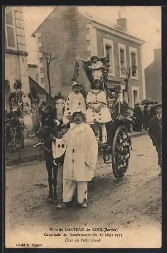 AK Château-du-Loir, Cavalcade de Bienfaisance du 26 Mars 1911, Char du Petit Poucet