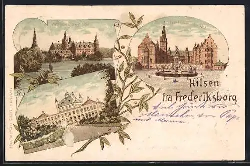 Lithographie Frederiksborg, Slot, Frellensburgs Slot