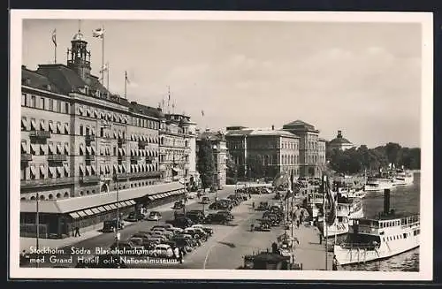 AK Stockholm, Södra Blasieholmshamnen med Grand Hotel och Nationalmuseum