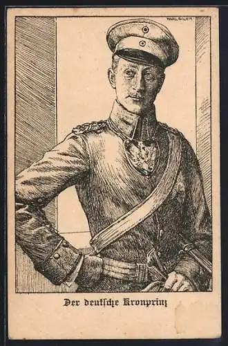 AK Der deutsche Kronprinz Wilhelm von Preussen in Uniform mit Schirmmütze
