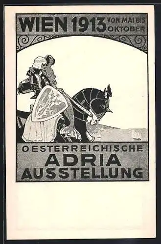 AK Wien, Österreichische Adria Ausstellung 1913, Ritter mit Meerjungfrau