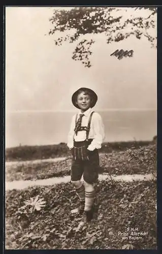 AK Kinderfoto S. K. H. Prinz Albrecht von Bayern in Lederhosen