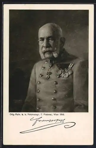 AK Nr.542: Porträt Kaiser Franz Josef I. von Österreich, Rotes Kreuz