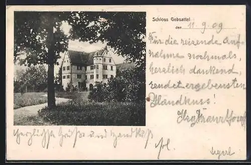 AK Gebsattel, Blick zum Schloss Gebsattel