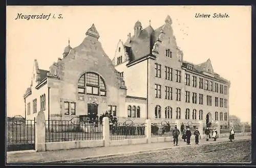 AK Neugersdorf i. S., Blick auf die Untere Schule