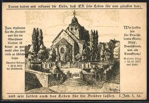 AK Krombach / Siegen, Festpostkarte Kirche von 1250, Kriegerverehrung der Gemeinde 1926