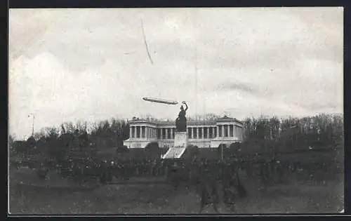 AK München, Luftschiff Zeppelin's grosse Fernfahrt am 1. April 1909