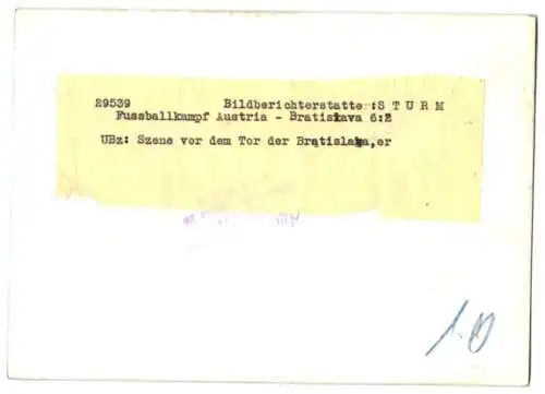 Fotografie Wilhelm Sturm, Ansicht Wien, Fussballspiel 1939, Austria Wien vs. Bratislava Endergebnis 6:2