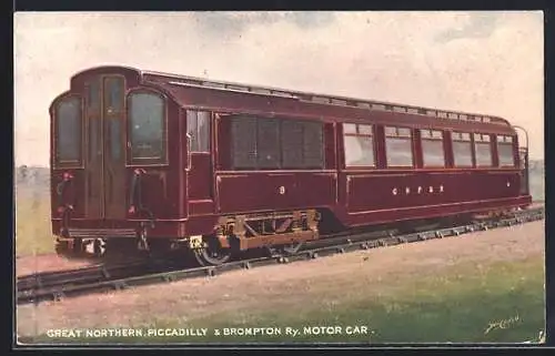 AK Great Northern Piccadilly & Brompton Railway, Motor Car, englische Eisenbahn