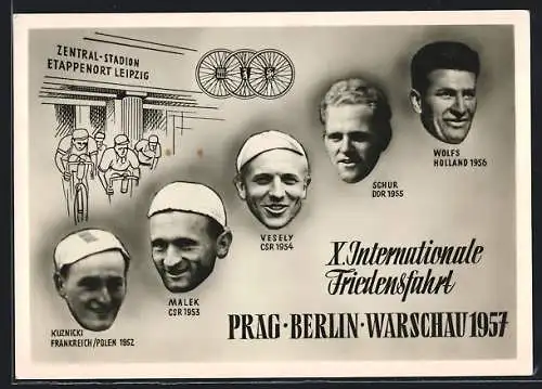 AK X. Internationale Friedensfahrt Prag-Berlin-Warschau 1957