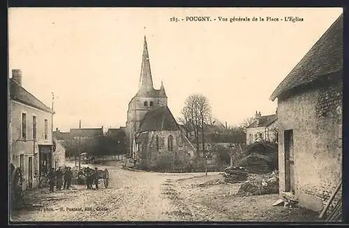 AK Pougny, Vue générale de la Place, l'Eglise