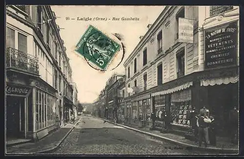 AK Laigle, Rue Gambetta, Strassenpartie