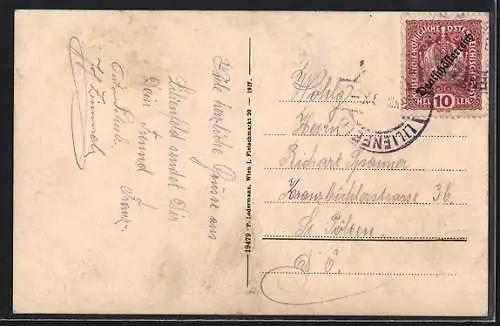 AK Lilienfeld, Ortsansicht mit Villa Mucha