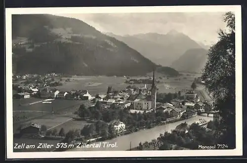 AK Zell am Ziller, Blick über Ort und Umgebung