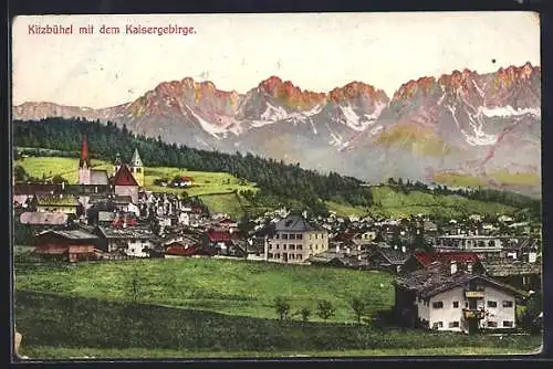 AK Kitzbühel, Blick gegen das Kaisergebirge