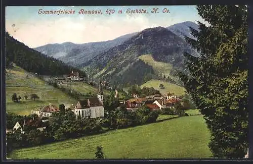 AK Ramsau /N.-Oe., Ortsansicht mit Berglandschaft