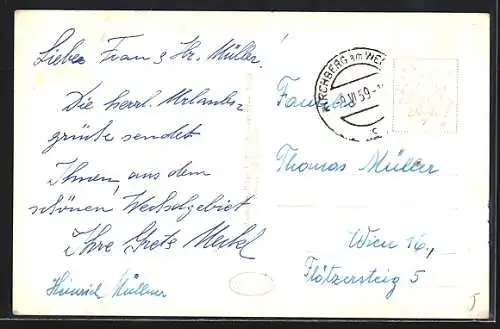 AK Kirchberg am Wechsel, Ortsansicht mit Umgebung