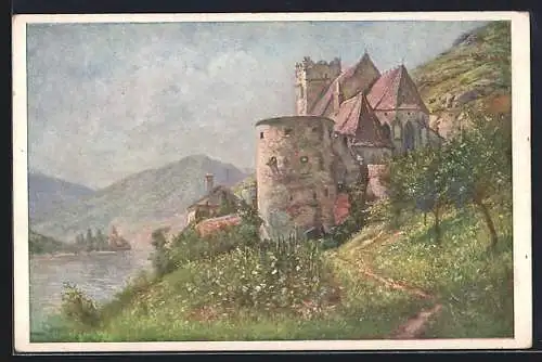 Künstler-AK St. Michael i. d. Wachau, Burg am Ufer