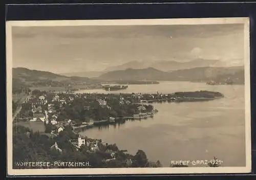 AK Pörtschach /Wörthersee, Blick über Ort und Umgebung