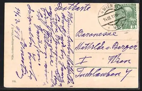 AK Wien, Votivkirche mit Strassenbahn