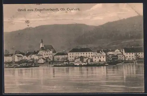 AK Engelhartszell /Ob.-Oesterr, Ortsansicht vom Wasser aus