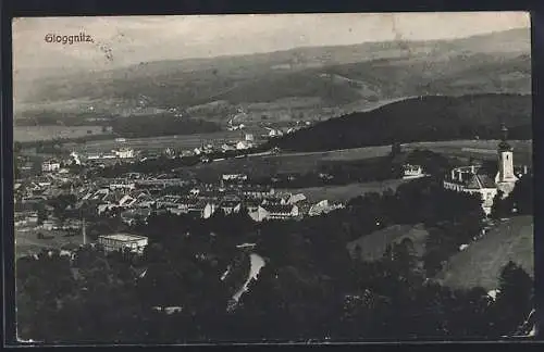 AK Gloggnitz, Ortsansicht mit Blick über die Umgebung