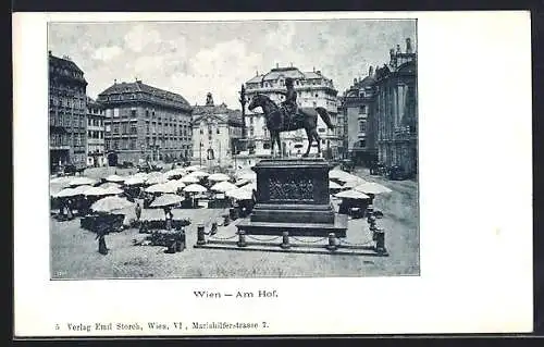 AK Wien, Markt am Hof mit Denkmal