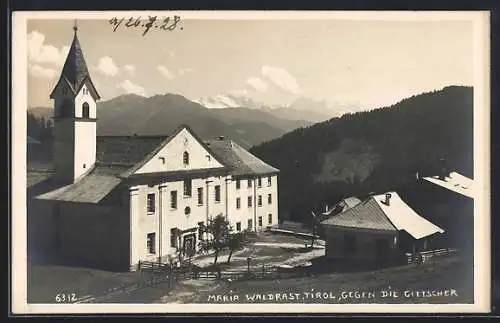 AK Maria Waldrast /Tirol, Kirche gegen die Gletscher