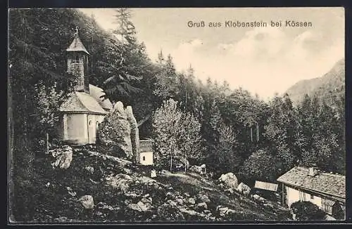 AK Kössen, Panorama mit Kapelle Maria Klobenstein