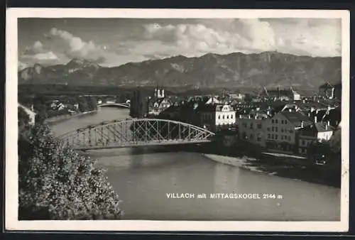 AK Villach, Teilansicht mit Mittagskogel
