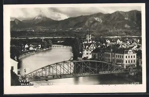 AK Villach, Draubrücke mit Karawanken