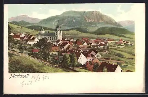 AK Mariazell, Teilansicht mit Kirche