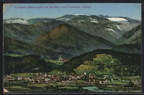 AK Gratwein /Steiermark, Ortsansicht mit Stift Rein und Pleschkogel