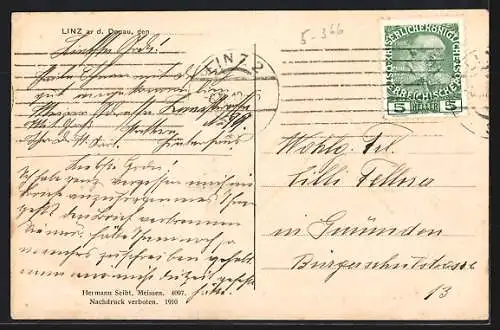 AK Linz a. d. Donau, Teilansicht mit Kirche