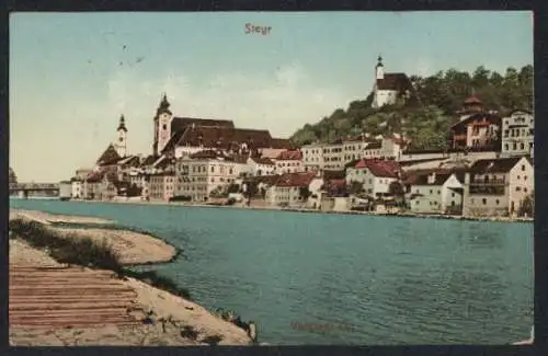 AK Steyr, Vorstadt Ort mit Kirche