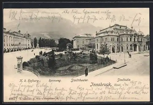 AK Innsbruck, Rennweg mit Stadttheater und Stadtsäle